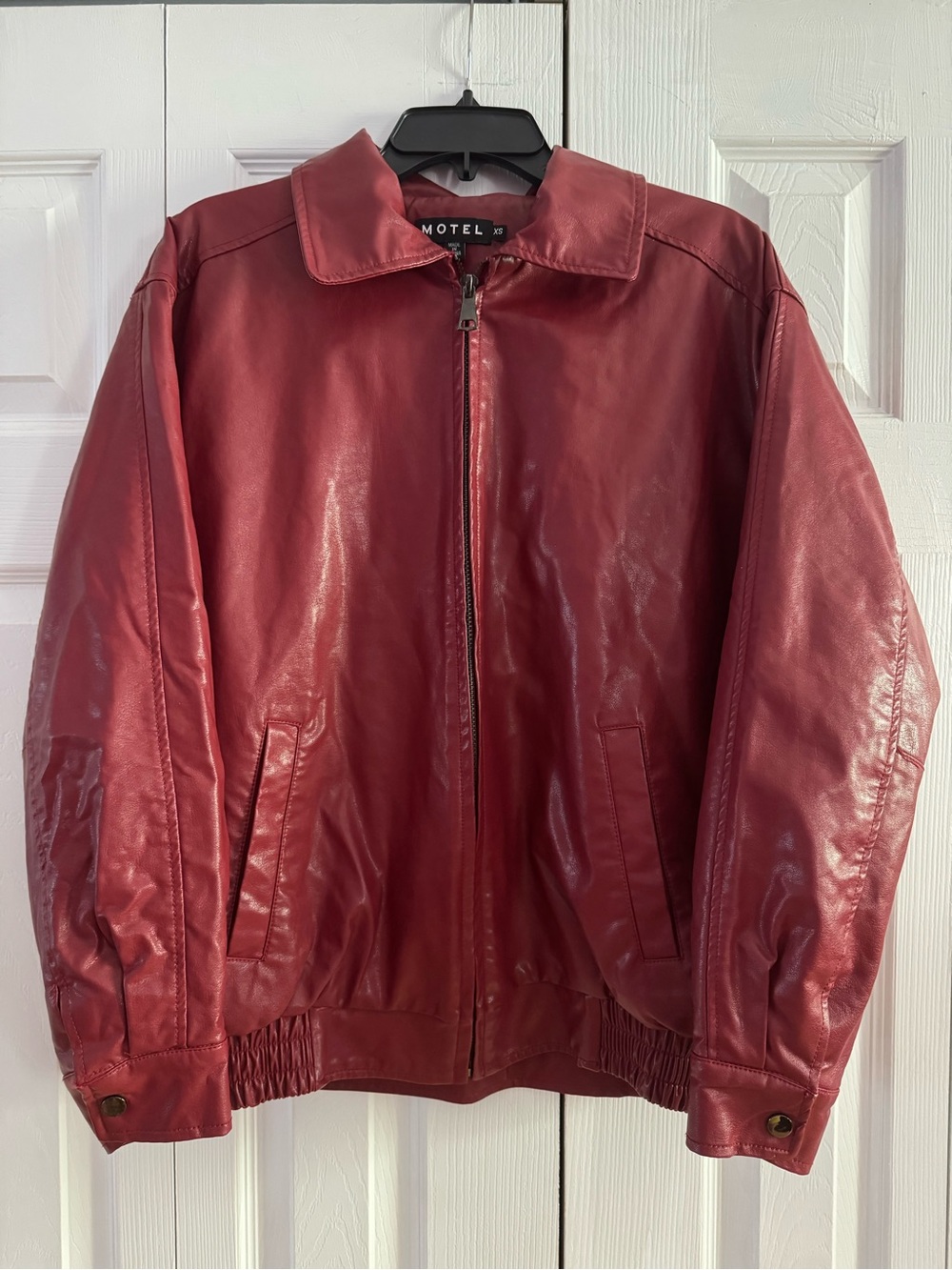 Motel Rocks Oversized Deep Burgundy Red Leather Jacket